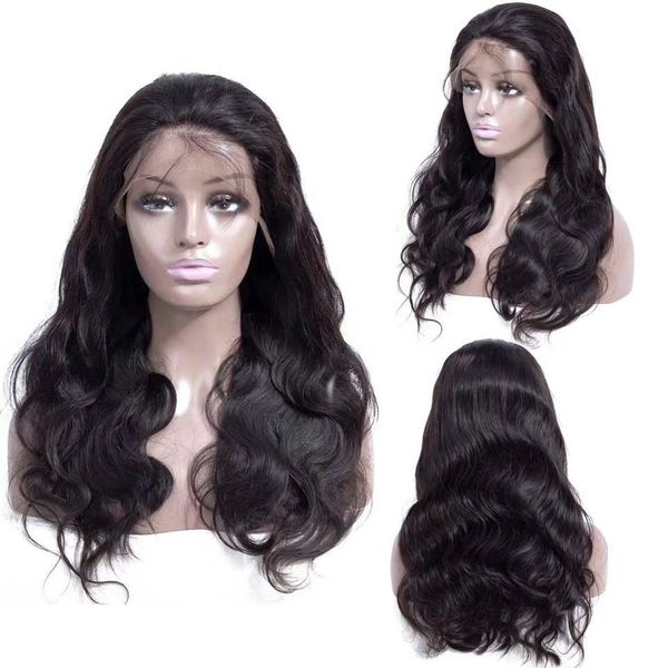 

peruvian body wave 360 lace frontal human hair wigs for black women pre plucked with baby hair glueless lace wig new, Black;brown