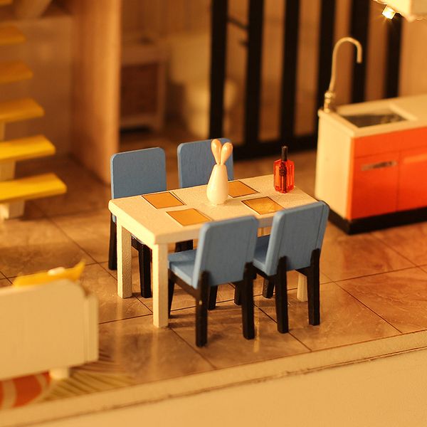 

dollhouse kit with bluetooth audio wooden doll house furniture diy toys for children christmas gift