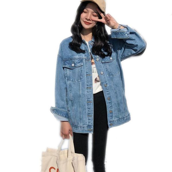 

loose spring women denim jacket 2019 fashion short thin coats turn-down collar button denim coats mujer long sleeve cq2924, Black;brown