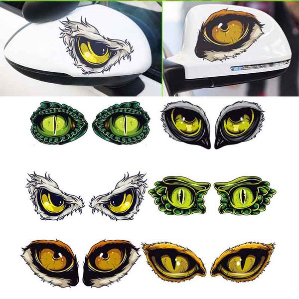 

2pcs/pair car styling sticker reflective hawkeye stickers cover scratches rearview mirror decals auto funny waterproof stickers