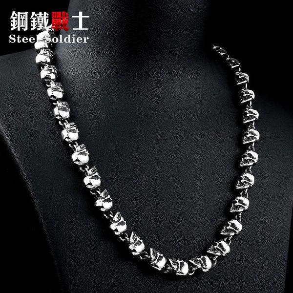 

steel soldier arrival fashion men punk skull necklace stainless steel men personality skull jewelry, Silver