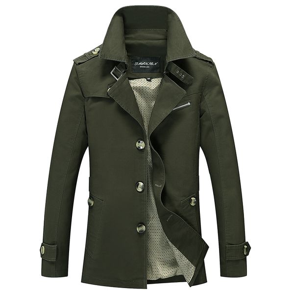 

men cargo jackets business casual long cotton trench coat jacket men brand classic iconic trench breasted overcoat, Black;brown