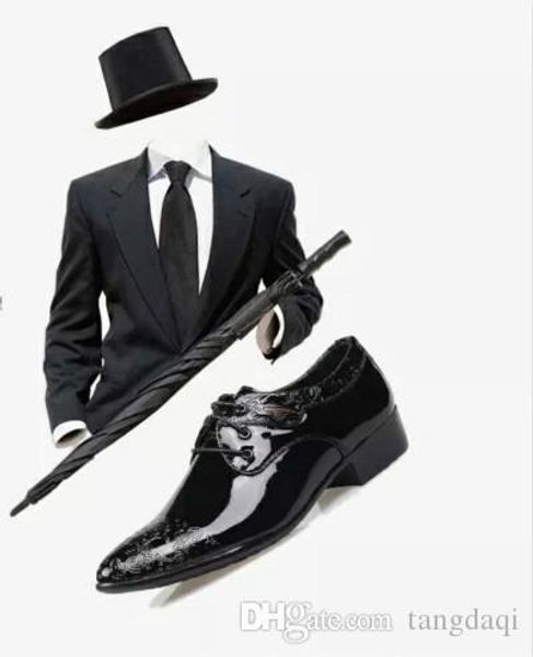 

men's leather shoes british style business casual wear pointed trend spring fashion korean version of the wedding men's shoes, Black