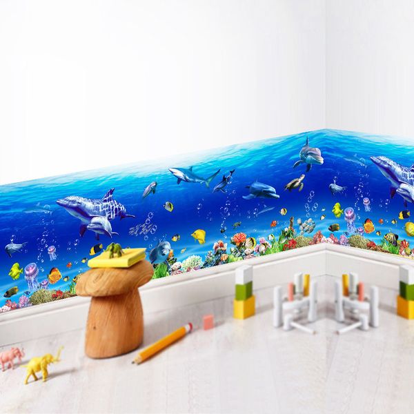 

океан мир стены стикеры стены бумаги дельфин на море wolrld стены наклейки кухня декор diy искусства термоаппликации съемный стикер плакат