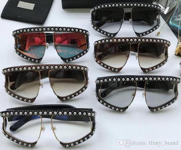 

new fashion style 0234s oversized goggles inlaid pearl rivets frame leg uv protection eyewear 0234 sunglasses with original case, White;black