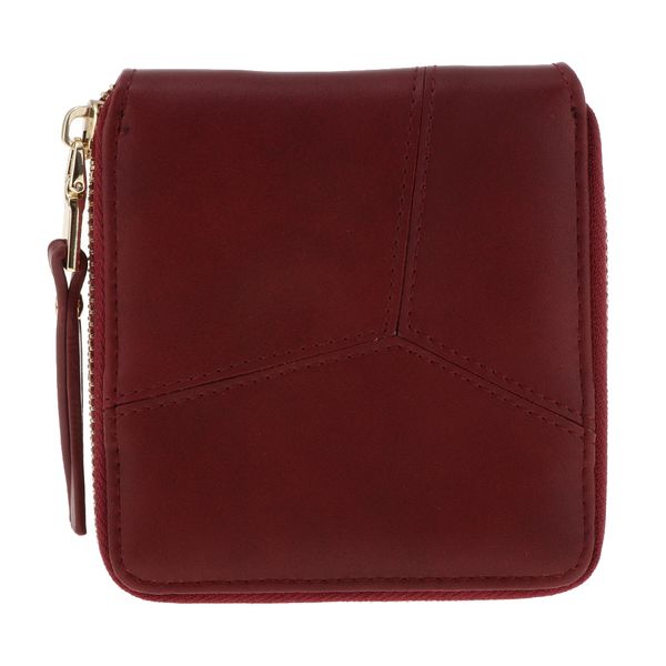

small wallet for women pu leather credit card holder zipper purse organizer, Red;black