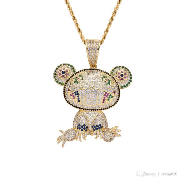 

новый iced из bling ожерелье хип-хоп ювелирных изделий лягушки ожерелье цвета золота кубического циркона мужская женщин подарок, Silver