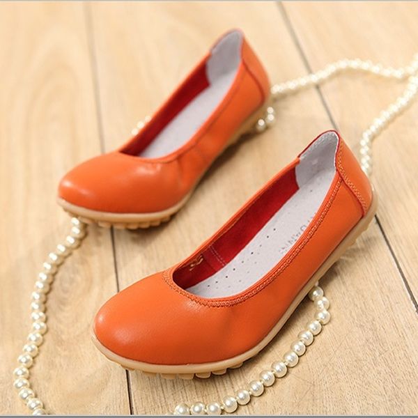 

2020 spring women leather shoes woman loafers cutout ballet women flats shoes female flat nursing slip on loafers, Black