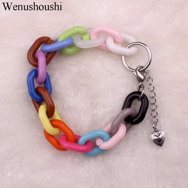 

creative fashion 7 colors rainbow acrylic chains bracelet women trendy plastic chains bracelets girls gifts di154, Black