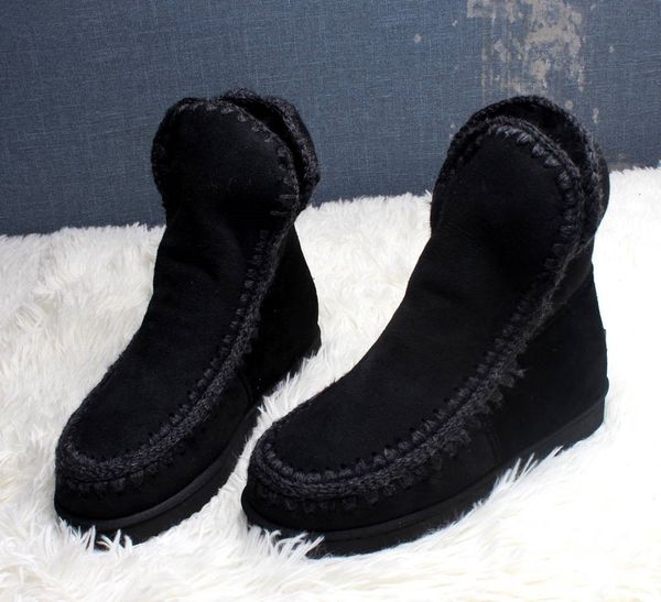 

2019 platform booties australia designer short boots menblack/ luxury plush shoes grey genuine leather boots flat bottom, Black