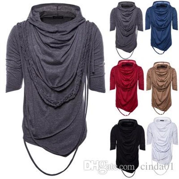 

eur размер кучи воротник с капюшоном тенниска сплошного цвета с коротким рукавом hip hop high street wear мужской tee, White;black