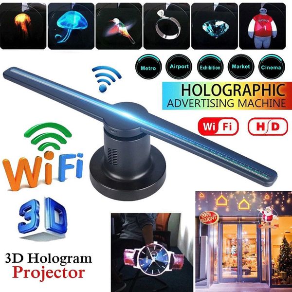 

384 LEDs 3D Hologram Advertising Display WIFI LED Fan 1080 3D Photos Videos 3D LED Fan Projector for Store Shop Bar Holiday Events