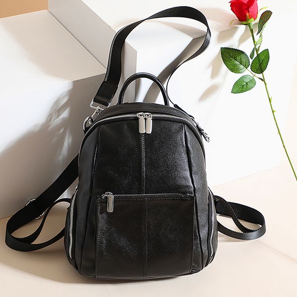 

new leisure women layer cow leather backpack summer fashion school bags daypack