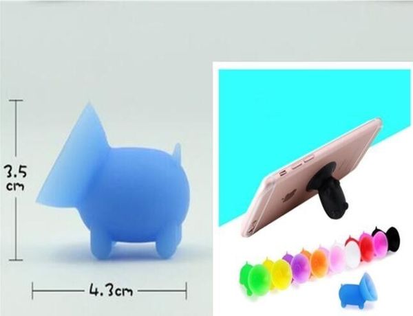 DHL 100pcs Silicone Pig Sucker Supporto del supporto della sfera per iPod iPhone Samsung Tablet PC Tablet Sucker Stand per telefoni cellulari