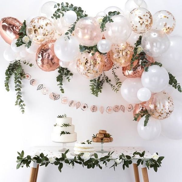 2019 53 Rose Gold Balloon Garland Kit White Navy Blue Latex