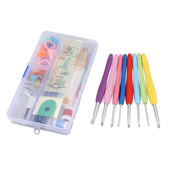 

новый набор 16 мягкая ручка алюминиевые вязальные крючки вязальные спицы чехол, Black