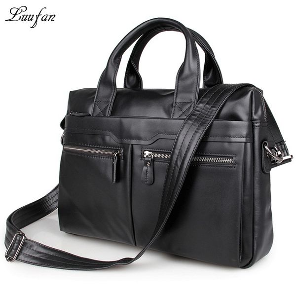 

glass genuine leather briefcase fit 15 pc real leather laphandbag black cowhide business bag 2 way brown shoulder bag