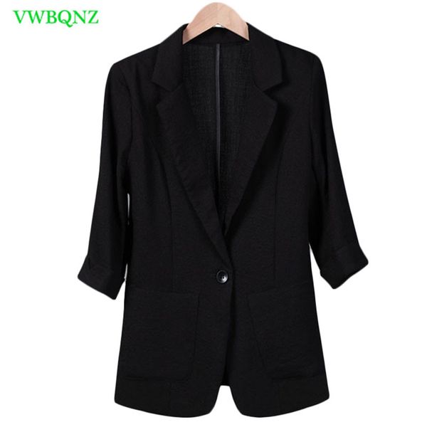 

spring autumn new slim fit blazer women formal jackets office work seven sleeves blazers white plus size ladies blazers 7xl a705, White;black