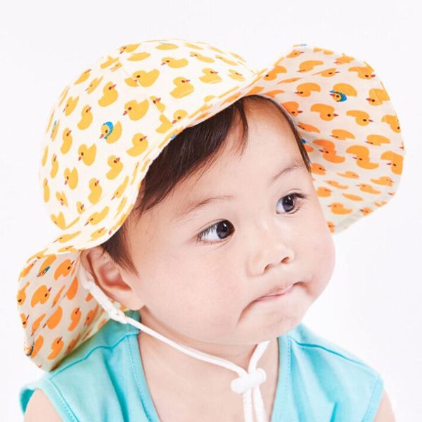 

48/52 см baby sun hat мультфильм динозавр печати открытый малыш плавать пляж бассейн cap дети upf 50 + широкими полями летом играть ведро шл, Yellow