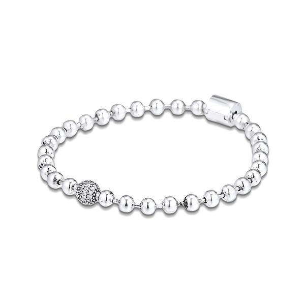 

beads pave bracelet silver 925 jewelry bracelets for women men gift real 925 sterling silver b085, Golden;silver
