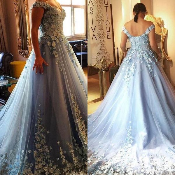 

2020 ball gown quinceanera dresses off shoulder hand made flowers tulle sweep train corset back plus size party prom evening gowns wear, Blue;red