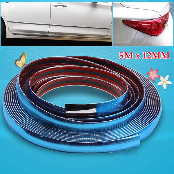 

12mm adhesive auto bright silver chrome moulding car trim strips window universal bright strips anti-friction chrome-plated bump
