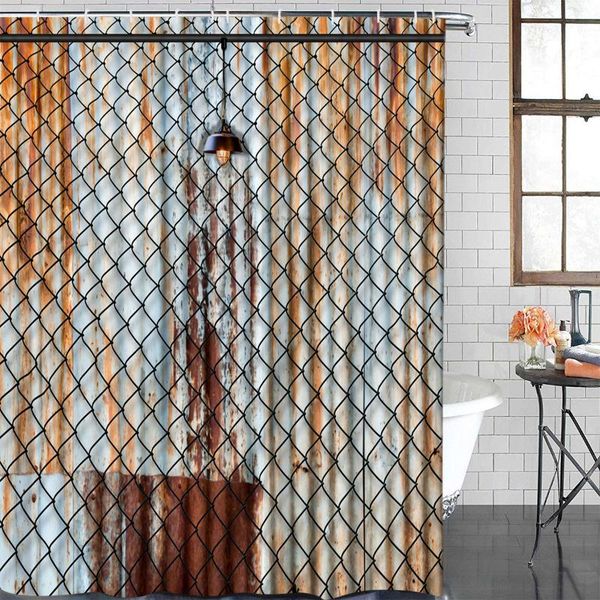 

shower curtains fabric curtain barbed wire retro waterproof polyester bathroom &12 hooks