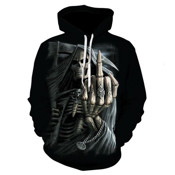 

skull new 2018 men's hoodie sweatshirt 3d printing funny hip hop hoodie gothic skull hoodie autumn jacket men's sportswear, Black