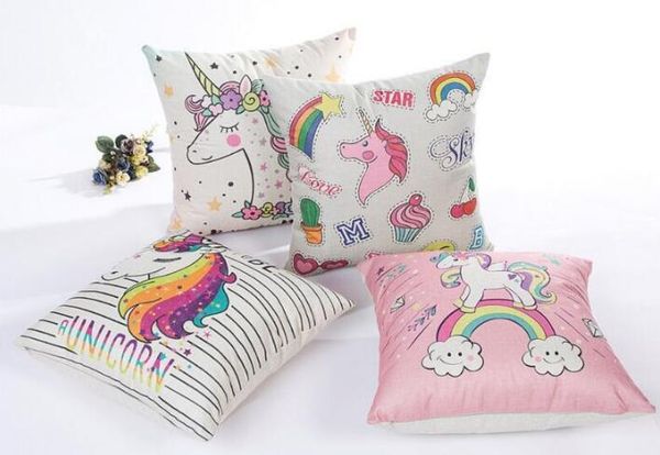 

new unicorn flax pillowcase 45*45cm home pillow cover unicorn cushion chair seat cover decorative unicorn pillow casedhl ing