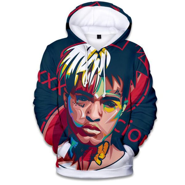 

rip xxxtentacion 3d printed mens hoodies and sweatshirts poleron hombre winter fashion hip hop rapper funny hooded jacket male, Black