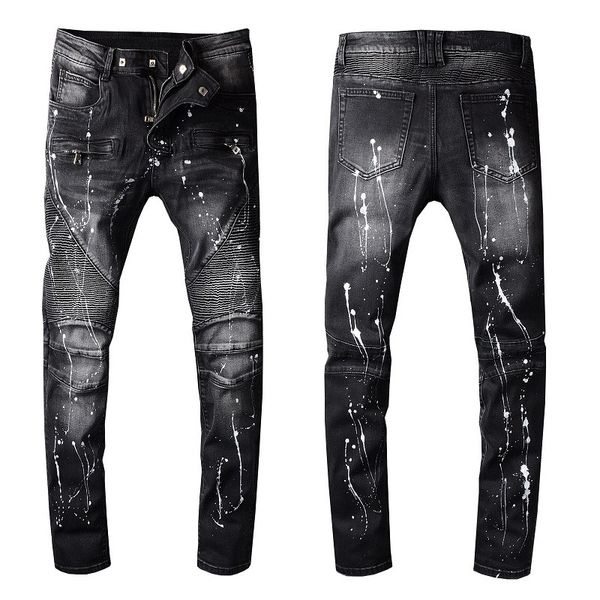 

20s new arrivals mens jeans designer winter thick style ripped slim fit motorcycle biker fashion hip hop denim pants sold, Blue