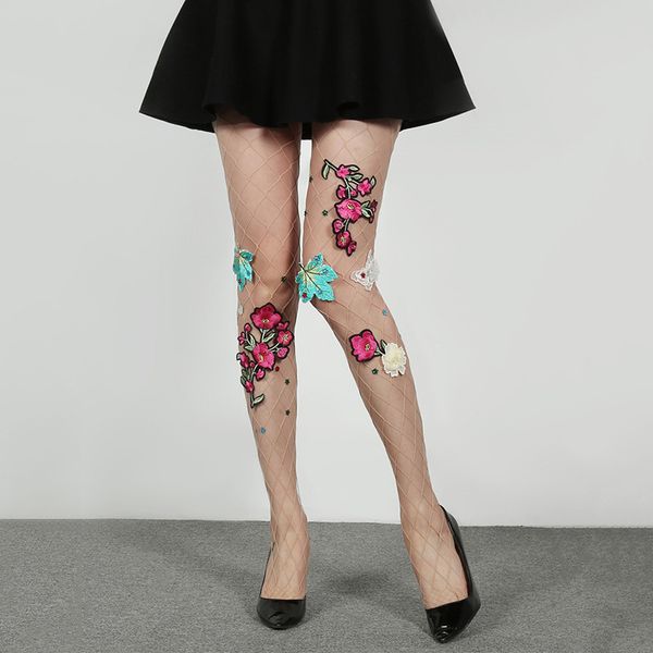 

fashion flower stockings recreational fishnet socks creative flower stockings ladies lingerie fishnet pantyhose, Black;white