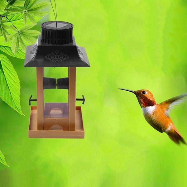 

new solar parrot feeder led light bird feeder station hanging pigeon crow parrot outdoor balcony bird feeding other bird supplies