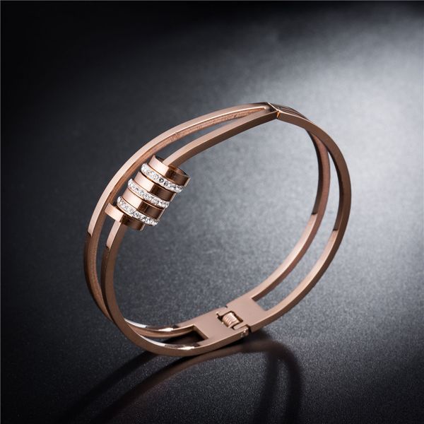 

luxury female titanium steel fashion jewelry accessories bangle rose gold bracelet couples wristlet lovers jewel gifts women, Black