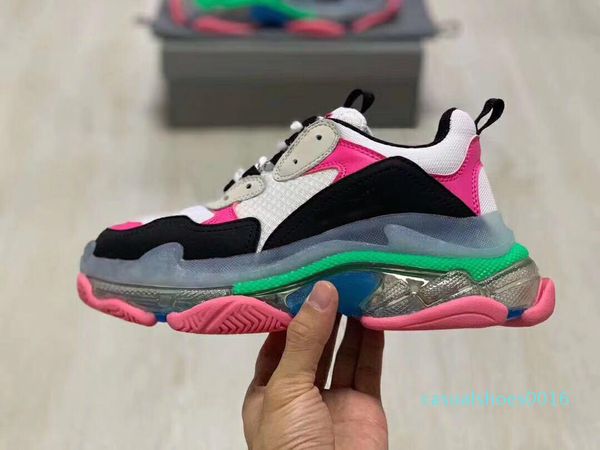 

paris crystal shoes new leather daddy casual shoes luxury designer men and women platform thick soled walking sports shoes size 35-45 c16, Black