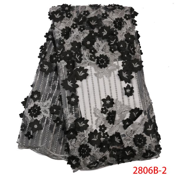 

ribbon arrival french tulle lace fabric 3d flowers nigerian embroidered laces with beads for party dresses ks2806b-2, Pink;blue