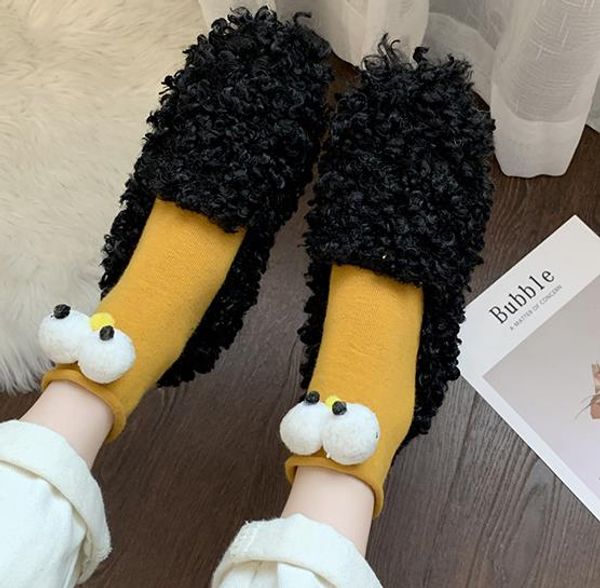 

net red with peas shoes women plus velvet cotton shoes scoop 2019 autumn and winter wearing fur, Black