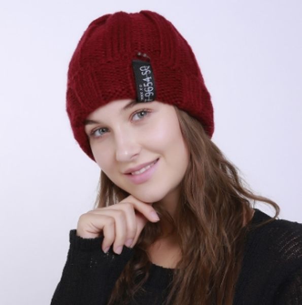 

women new fashion winter knitted wool hat halloween solid color label personality curling warm neutral round hat wholesale, Blue;gray