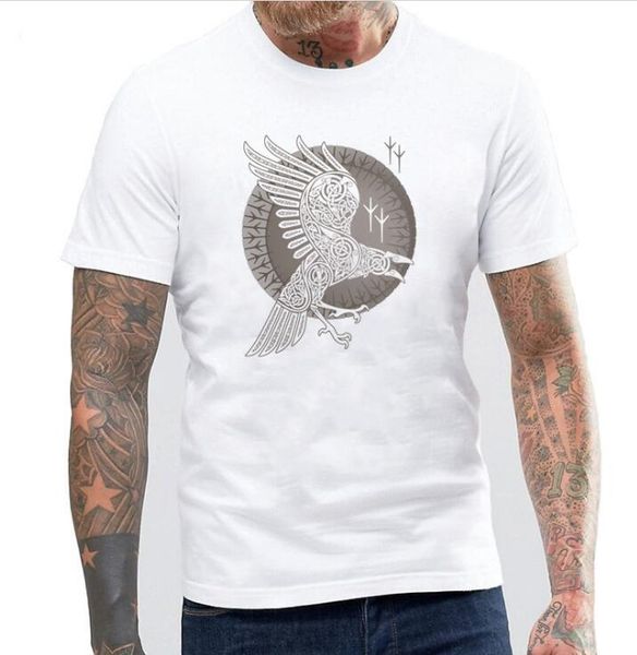 

norse raven t-shirt mystery graphic t shirt game of thrones viking crow clothes men tshirt cotton black tees wy812, White;black