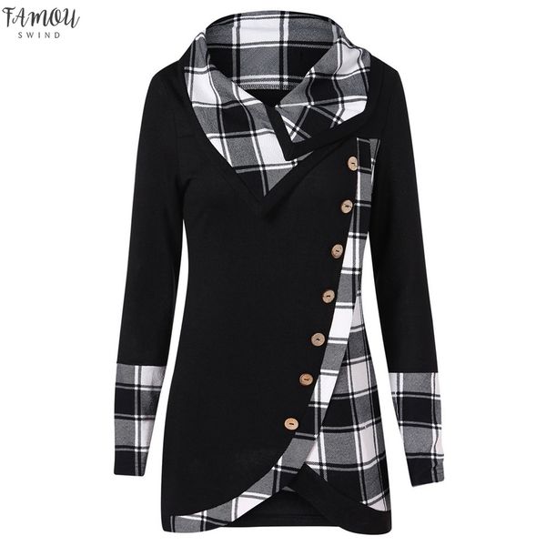 

womens and blouses vintage button plaid long sleeve blouse plaid 2020 women clothes streetwear ladies fashion clothing, White