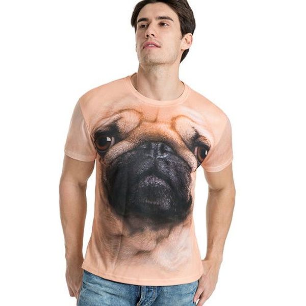 

dressing2020 brand clothing new fashion men's t-shirt 3d pug print slim fit short sleeve t shirt mens clothes summer tees, White;black