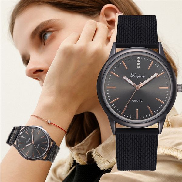 

lvpai womens watches casual quartz nylon band dress watch analog wristwatch relojes de mujer hand watch woman montres femmes, Slivery;brown