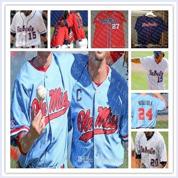

custom ole miss rebels ncaa college baseball ryan rolison michael spears brady feigl zack cozart jazart james mcarthur will golsan jerseys, Black