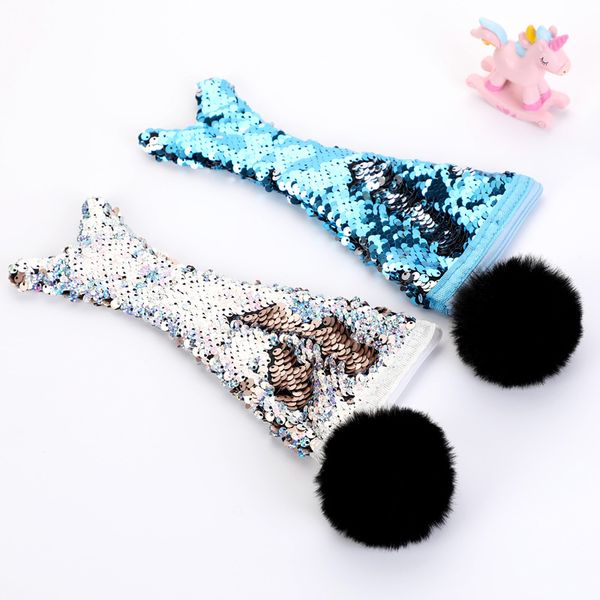 

new sequins women cosmetic bag for make up student pencil bag change colors mermaid toiletry fashion plush makeup case