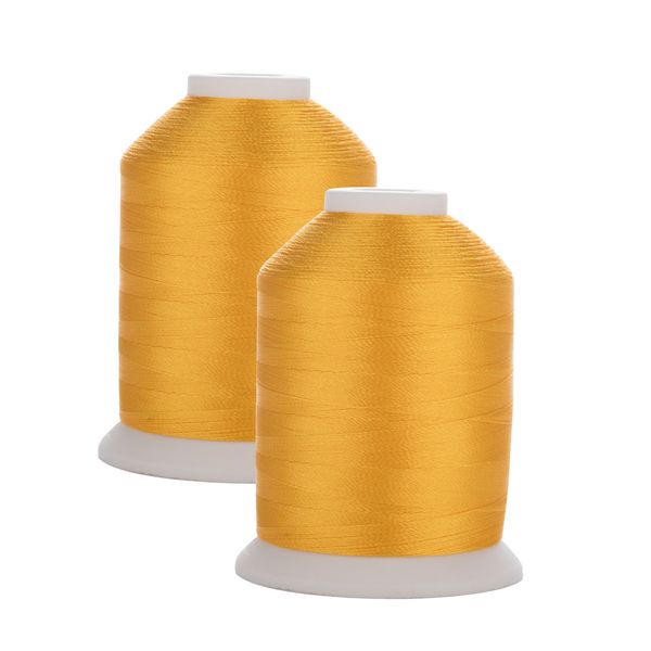 

simthread 206 harvest gold trilobal polyester embroidery thread sewing thread 40wt tkt 120 tex 27 in 1100y with 2 huge spools, Black;white