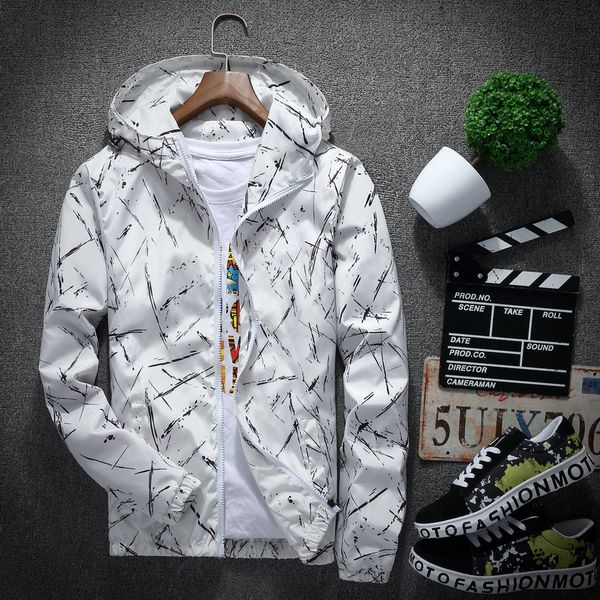 

men's coat printing ink hooded jacket male blazer spring summer men's clothing bomber jackets men plus size m-xxxl, Black;brown