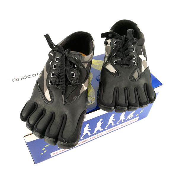 

findcool men five fingers shoes 5 toe shoes outdoor breathable non-slip hiking walking trekking sneakers mens casual sneakers, Black