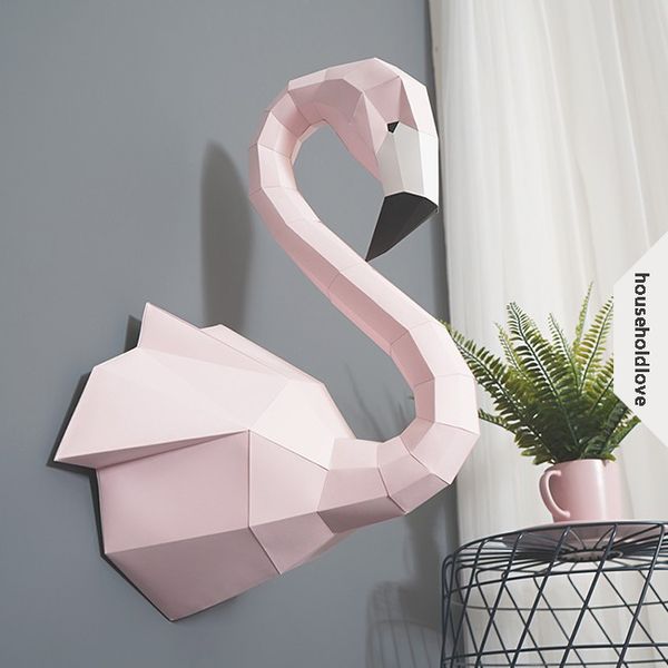 Handmade Creative Flamingo Paper Mold Diy Wall Decoration Art 3d Stereo Simple Nordic Decoration Ins Home Decoration Ideas Novel Gifts Novel Ties From