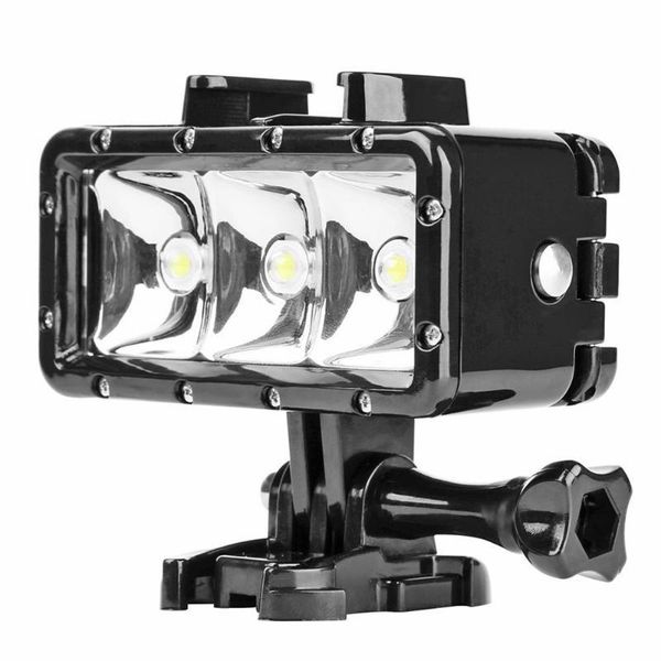 

40 m impermeable 3 led luz de relleno de buceo 300lm linterna subacuática para gopro hero 7 6 5 para disparo nocturno /buceo/snorkeling