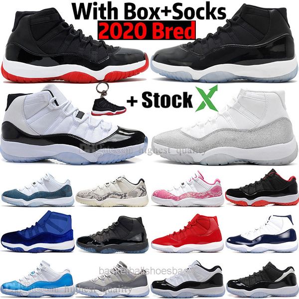 

with box high new 2020 bred 11 11s concord 45 space jam snakeskin mens basketball shoes gamma blue men sports designer sneakers trainers